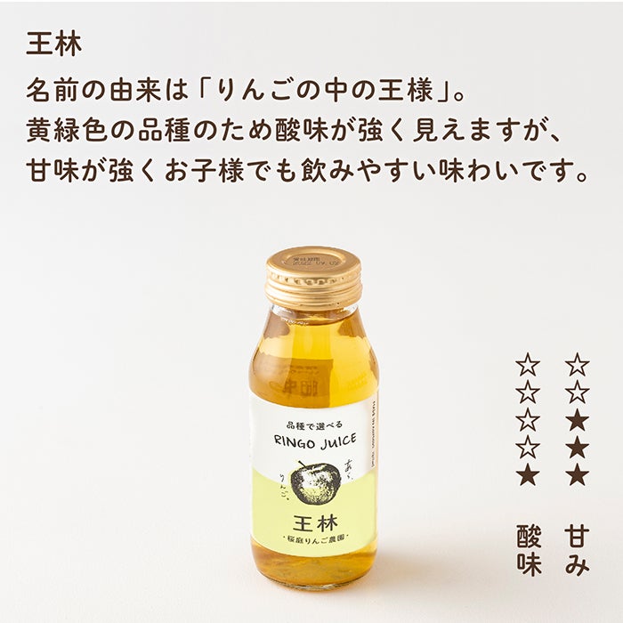 青森りんごの品種別ジュース王林